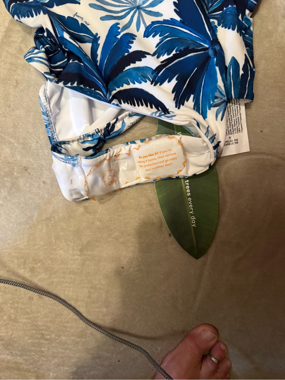 FARM RIO NWT Blue and White Halter One-Piece Swimsuit - Picture 3 of 4
